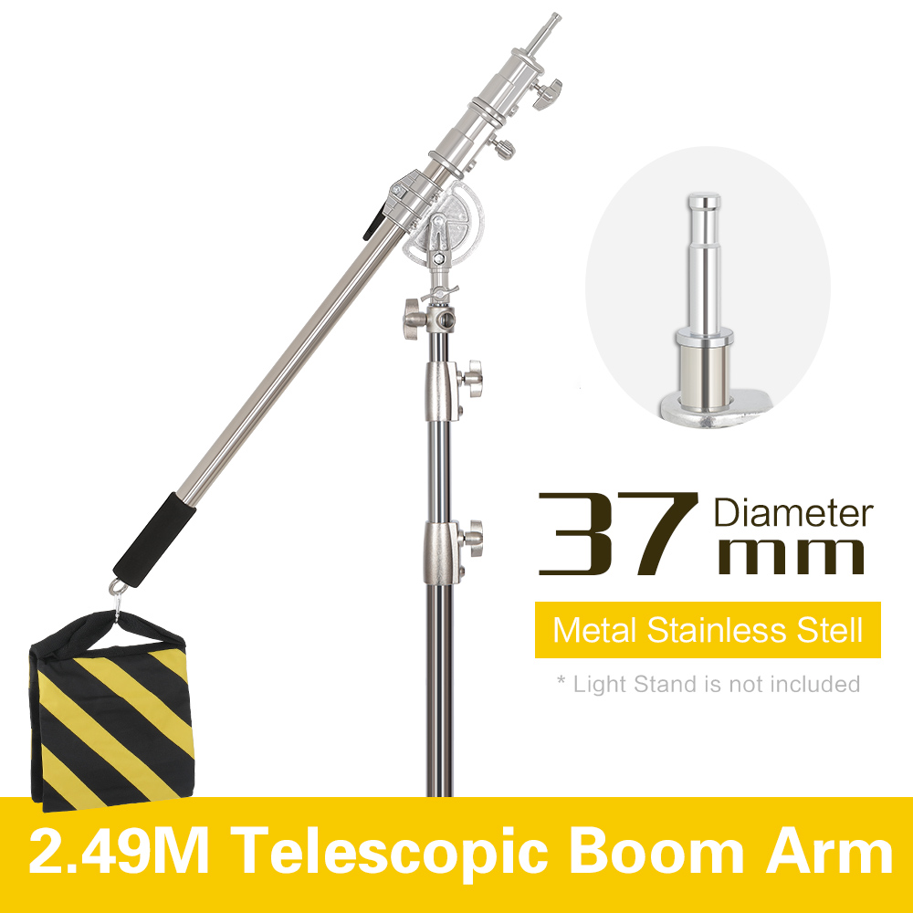 Photography Lighting Kit - 2.49 メートルの長さのクロスアームステンレス鋼キットライトスタンドとウェイトバッグフォトスタジオアクセサリー延長ロッド