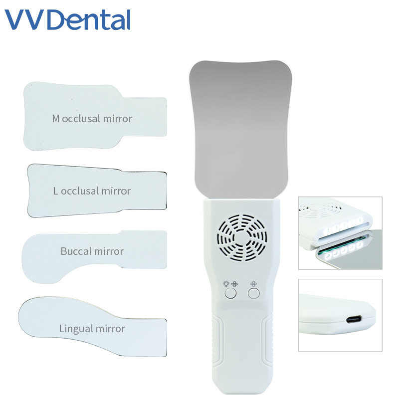 Photography Lighting Kit - VVDental デンタルアンチフォグミラーセット 防曇性口腔内写真撮影用ステンレススチールミラー LEDライト付き矯正用反射鏡
