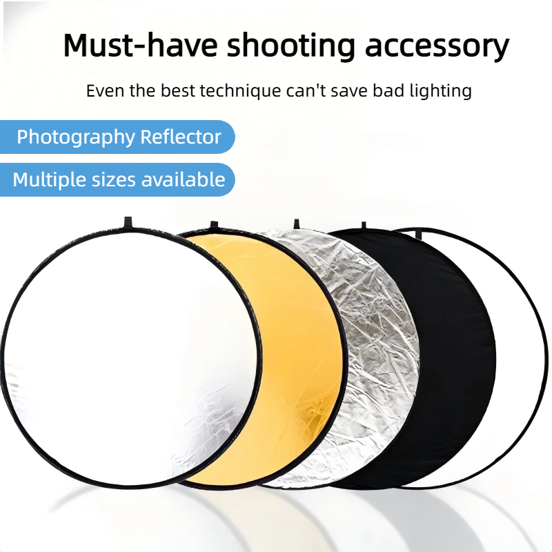 Photography Lighting Outdoor - 2-in-1両面ゴールドシルバーリフレクター、ポータブル折りたたみ式ライトパネル、ポートレート、ライブストリーミング、スタジオ、屋外撮影用