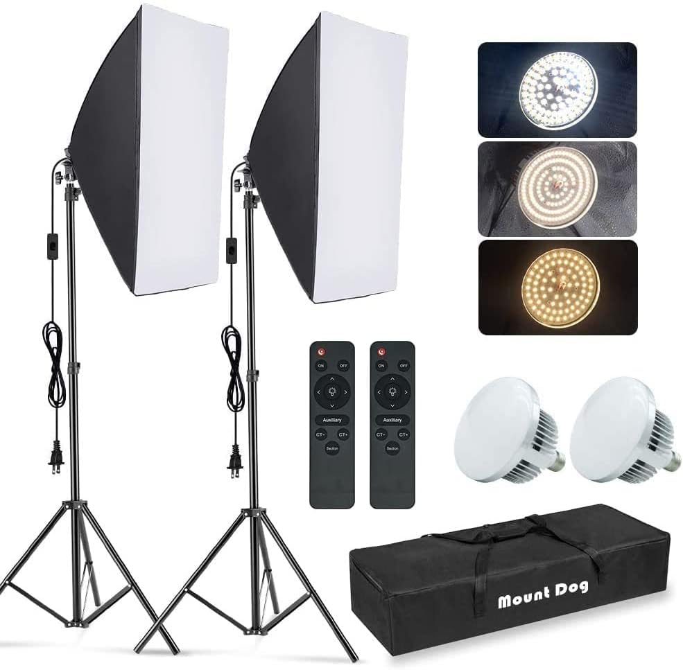 Photography Lighting Kit - 写真用ソフトボックス照明キット、2個セット 19.7インチ x 27.5インチ 連続照明セットアップ、85W 5700K