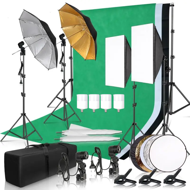 Photography Umbrella Lighting Kit - 写真撮影照明キット アンブレラ フォト背景 フォトブース背景 ソフトボックス ライトスタンド