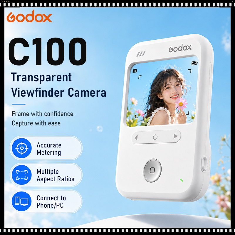 Photography Lighting Godox - Godox C100 透明ビューカメラ 2-in-1 ポータブルポケットカム フィルムライトメーター
