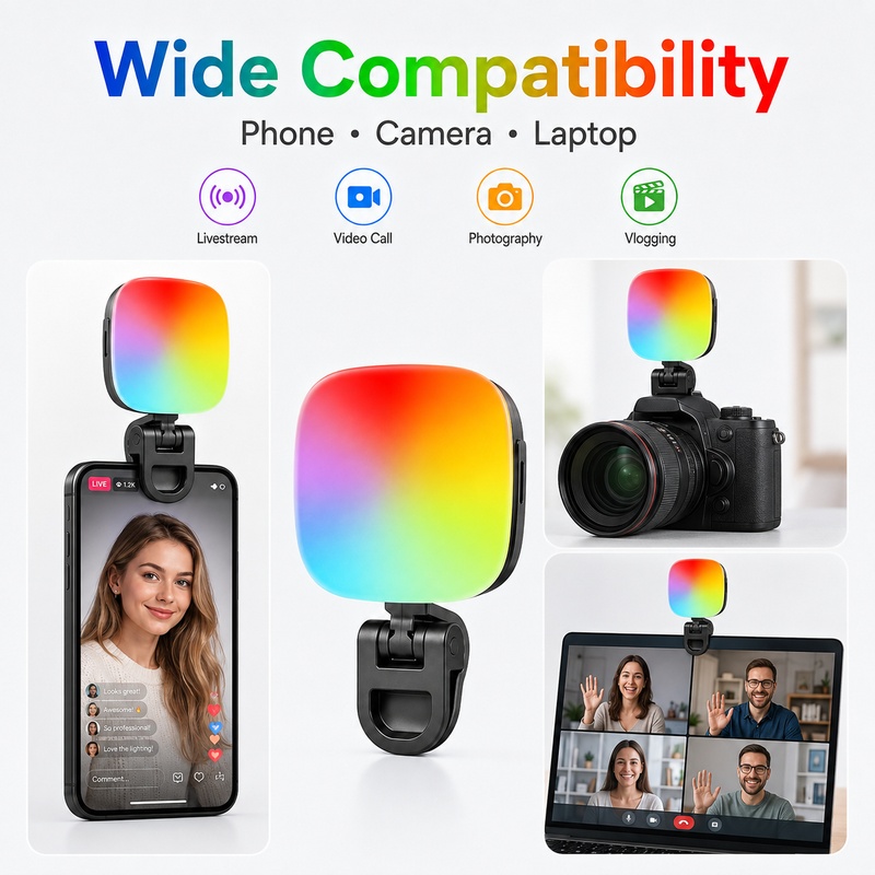 Photography Lighting Outdoor - 携帯型RGB LEDフィルライト、ポケットサイズの手持ち撮影用ランプ、携帯電話カメラ、Vlog、ライブストリーミング、屋外写真・ビデオ用