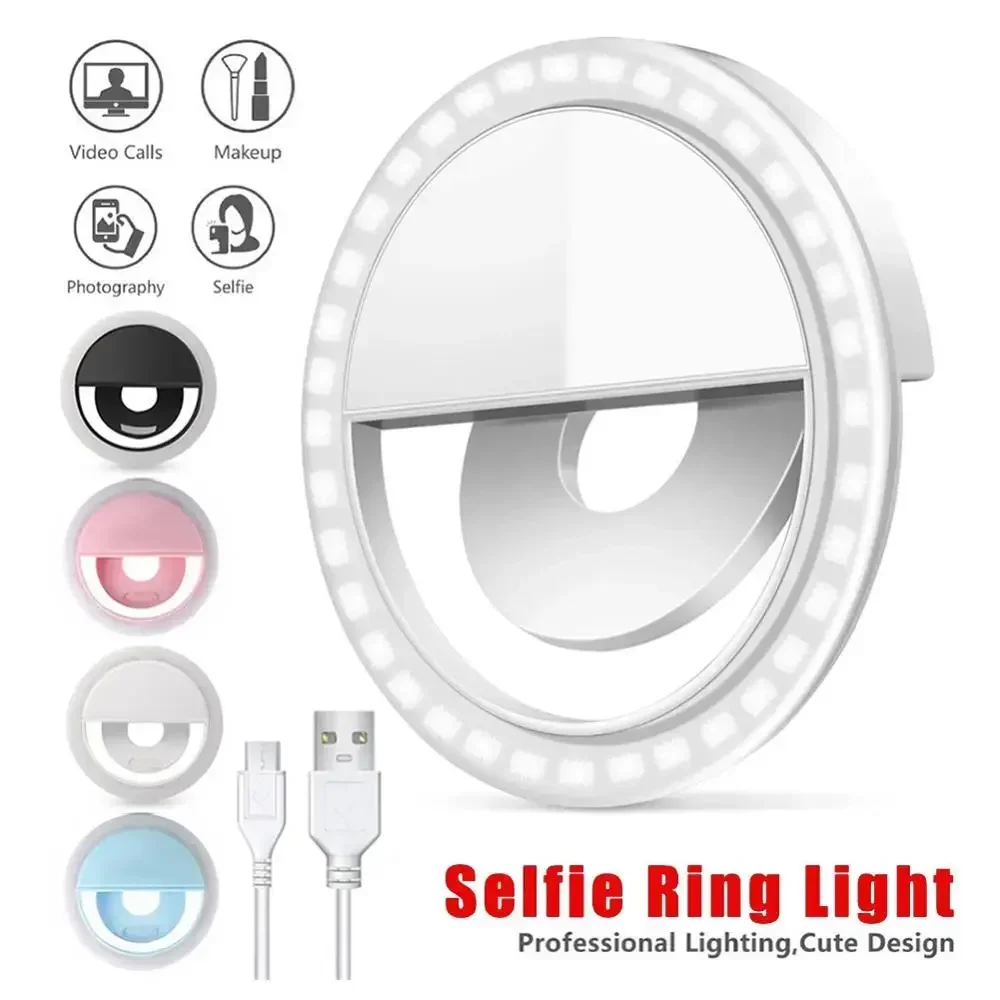 Photography Lighting Effects - LED Selfie リングライト携帯電話クリップオンランプポータブル USB 充電 LED