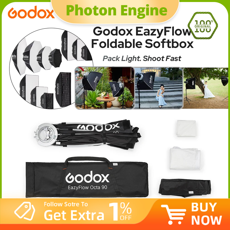Photography Lighting Diffuser - Godox EazyFlowシリーズ折りたたみ式ソフトボックス ボーエンズマウント ポータブルクイックセットアップ照明ディフューザー 写真スタジオフラッシュLEDライト用