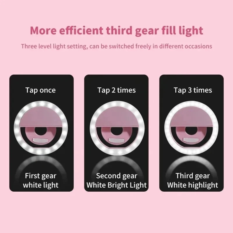 1～4個 LEDセルフィーリングライト 携帯電話用三段階調光 - Photography Lighting Patterns のレビューと価格