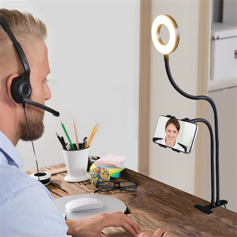 自撮りリングライト付きユニバーサルフレキシブル携帯電話ホルダ - Photography Lighting Patterns のレビューと価格