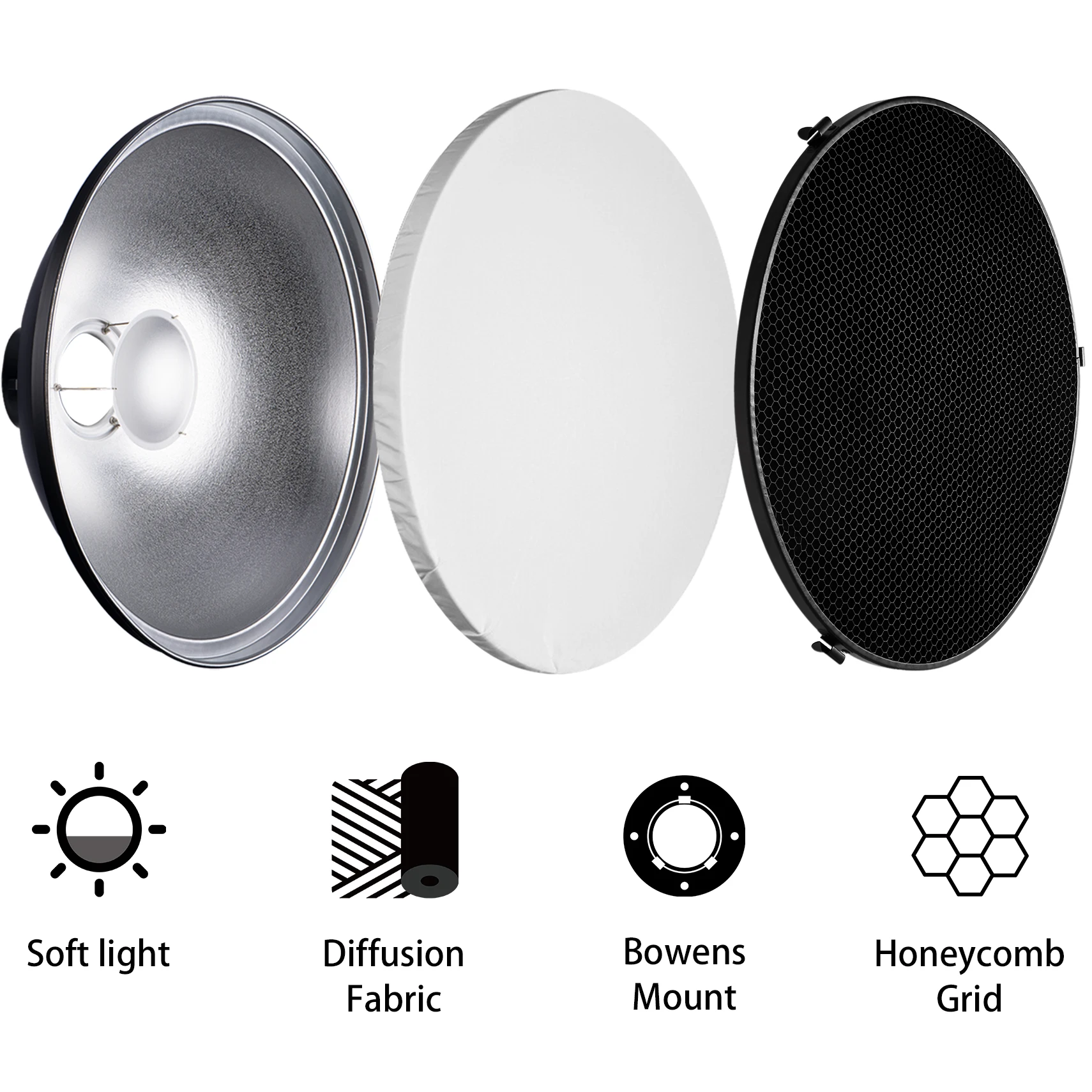 Selens シルバー/ホワイト 70cm ビューティーディ - Photography Lighting Beauty Dish のレビューと価格