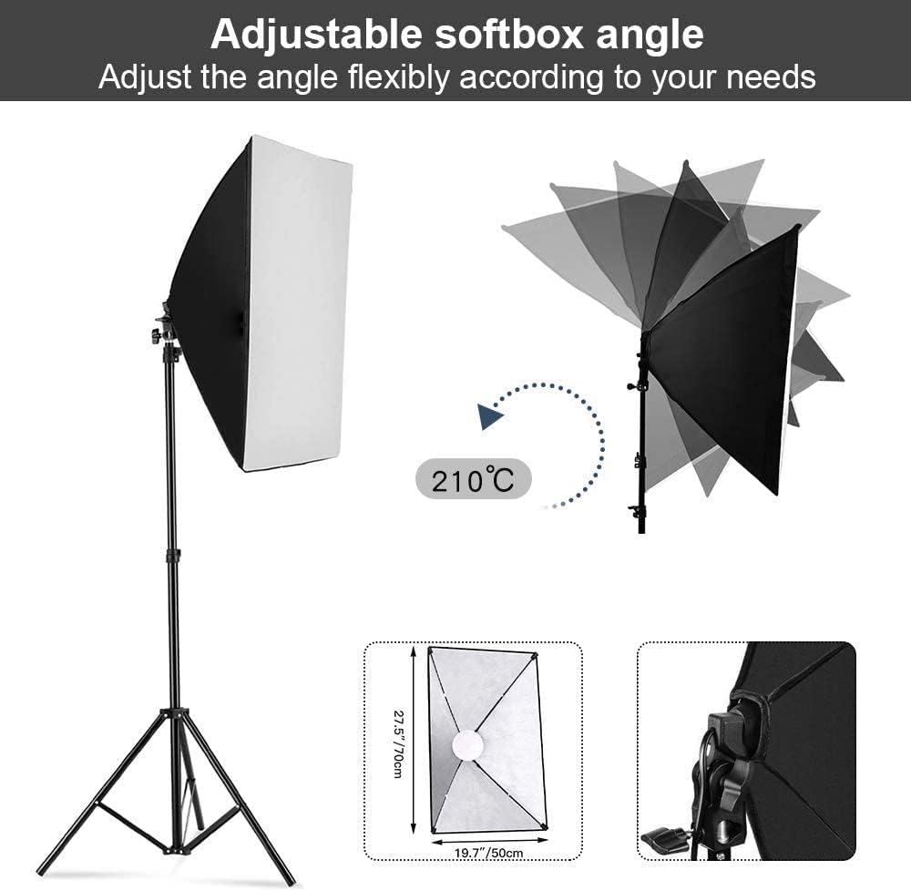 写真用ソフトボックス照明キット、2個セット 19.7インチ  - Photography Lighting Kit のレビューと価格