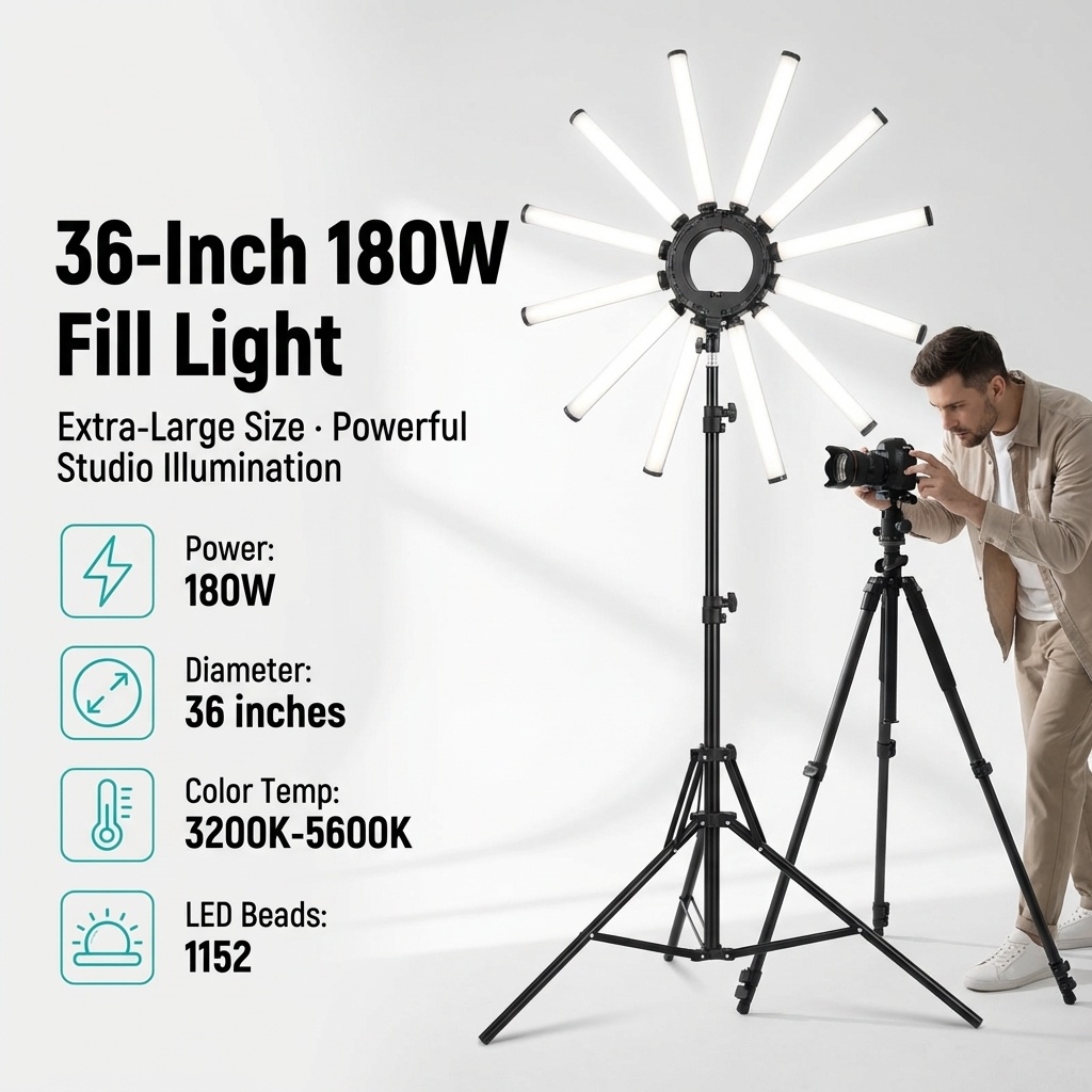 12アームマルチチューブ写真撮影照明キット 180W大型LE - Photography Lighting Kit のレビューと価格