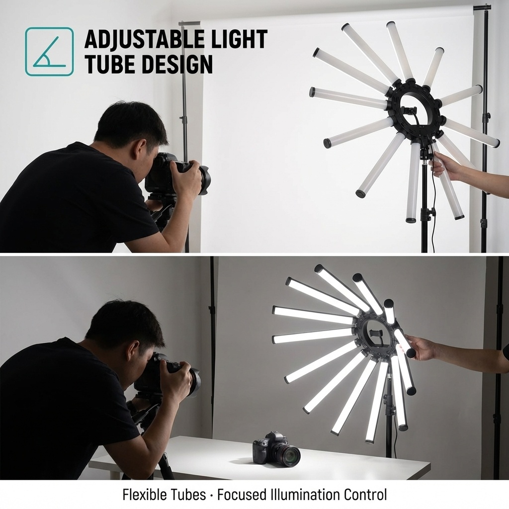 12アームマルチチューブ写真撮影照明キット 180W大型LE - Photography Lighting Kit のレビューと価格