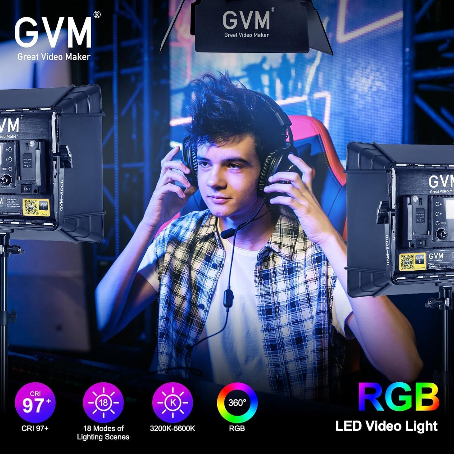 RGB LEDビデオ照明キット、3個セットのスタジオビデオラ - Photography Lighting Kit のレビューと価格