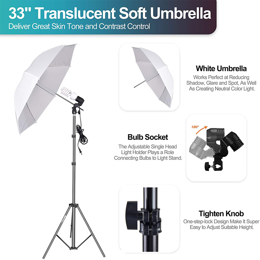 費用対効果の高い写真スタジオ機材セットには、背景スタンド、リ - Photography Umbrella Lighting Kit のレビューと価格