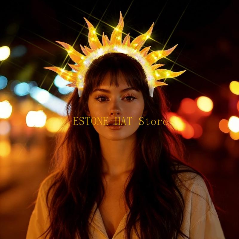 49MF ユニークな光る火のテーマのヘアバンド ダンス衣装特 - Photography Lighting Patterns のレビューと価格