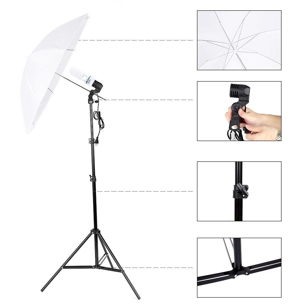 写真スタジオ撮影照明キット、傘、ソフトライトボックス、背景ス - Photography Umbrella Lighting Kit のレビューと価格